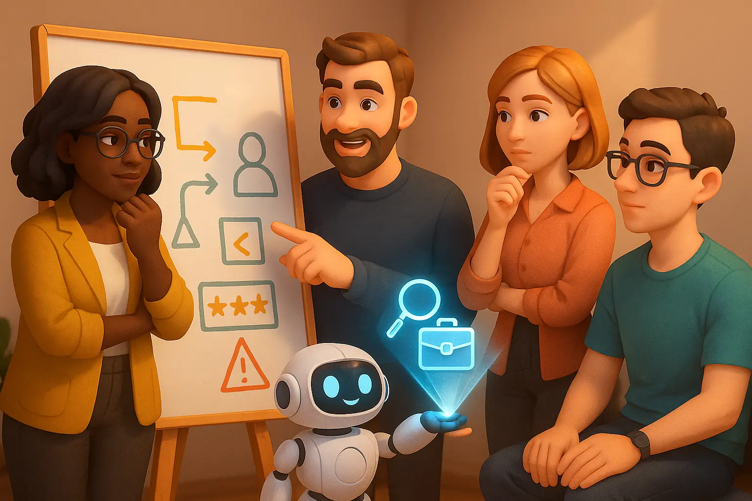HR team discussing AI-powered recruitment and candidate assessment