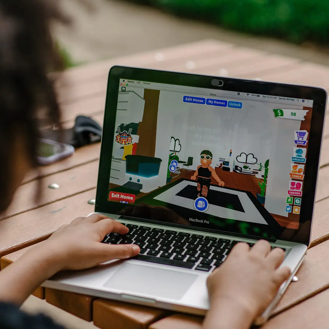 Roblox browser game displayed on a laptop screen